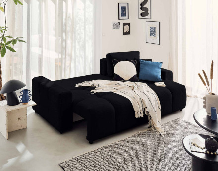 Canapé d'angle réversible convertible avec coffre 4 places en fausse fourrure Crocus