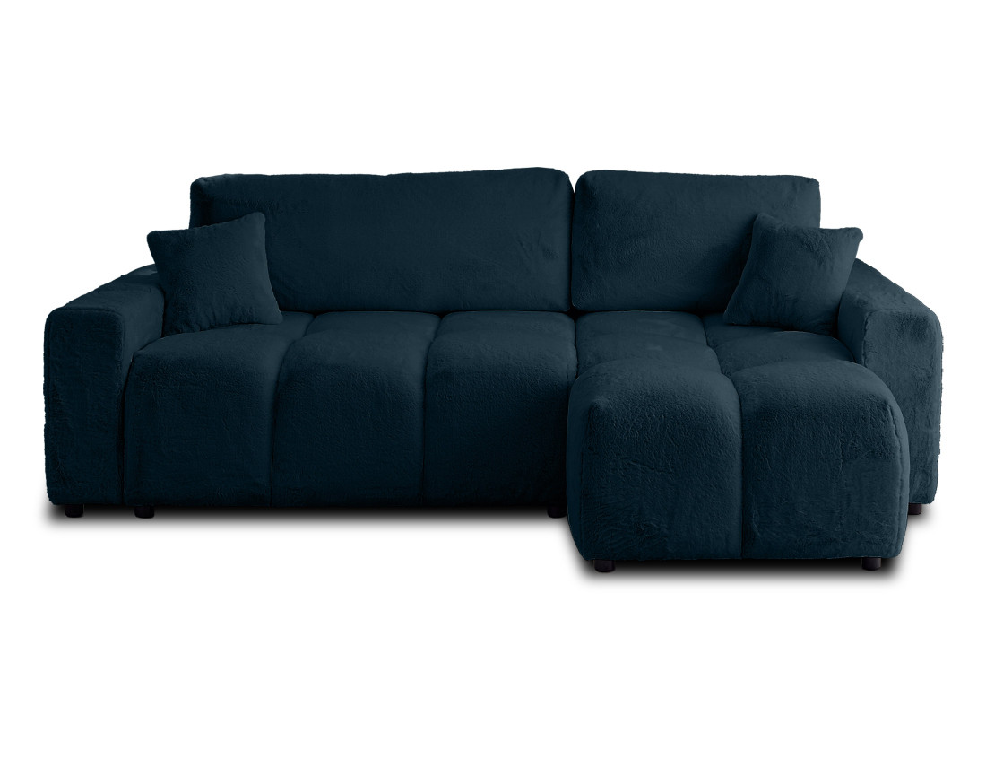 Canapé d'angle réversible convertible avec coffre 4 places en fausse fourrure Crocus