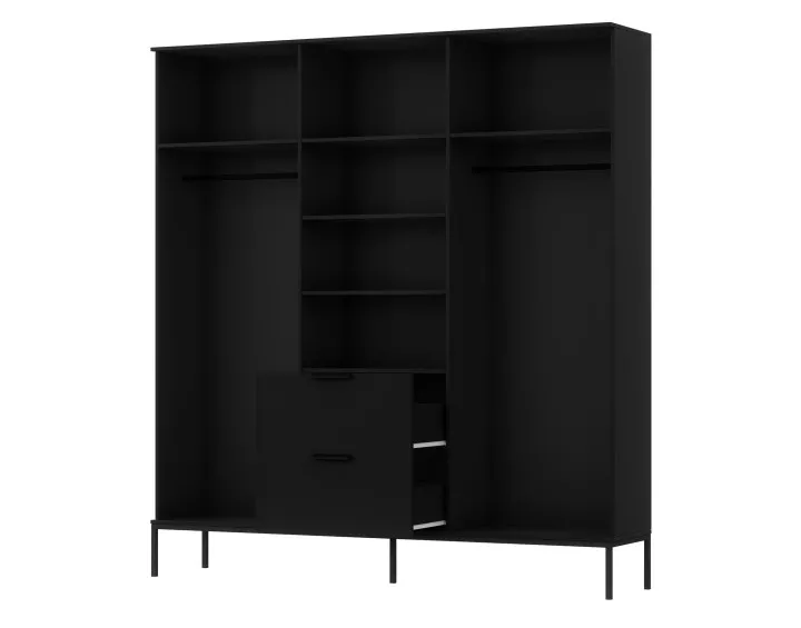 Armoire bois et noir 185x200 cm Savanna