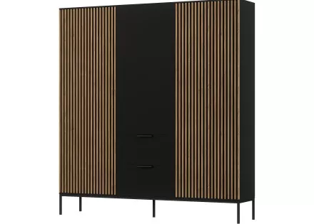 Armoire bois et noir 185x200 cm Savanna