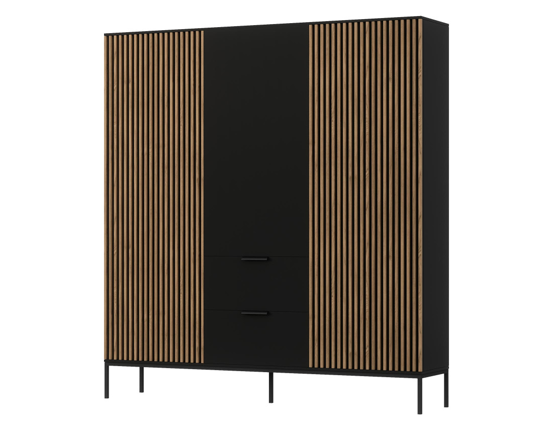 Armoire bois et noir 185x200 cm Savanna