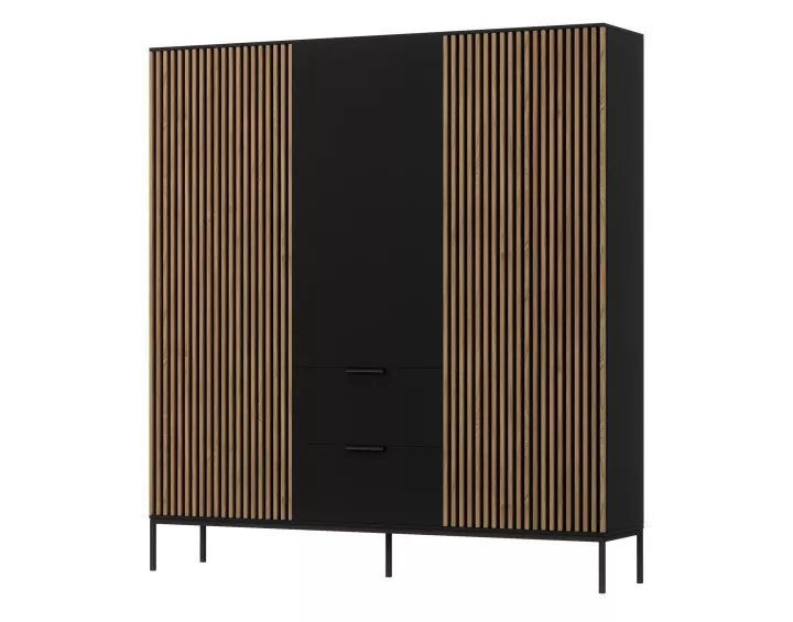 Armoire bois et noir 185x200 cm Savanna