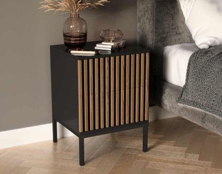 Table de chevet 40 cm bois et noir Savanna