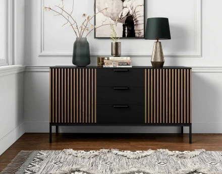 Buffet bas bois et noir 3...