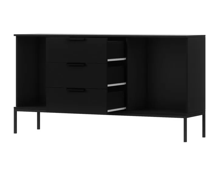 Buffet bas bois et noir 150 cm Savanna