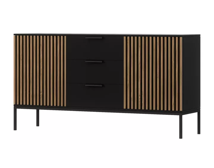 Buffet bas bois et noir 150 cm Savanna