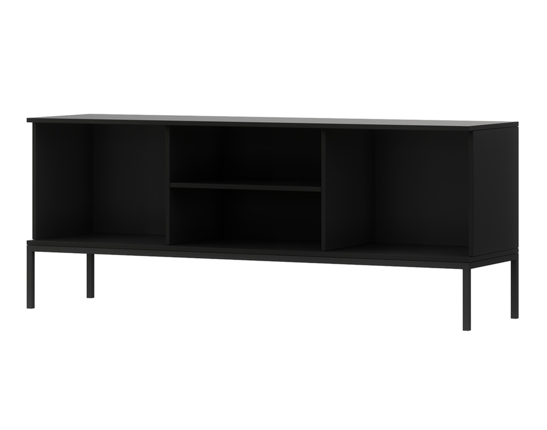 Meuble TV bois et noir 2 portes et 2 niches 150 cm Savanna
