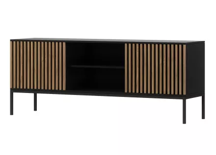 Meuble TV bois et noir 150 cm Savanna