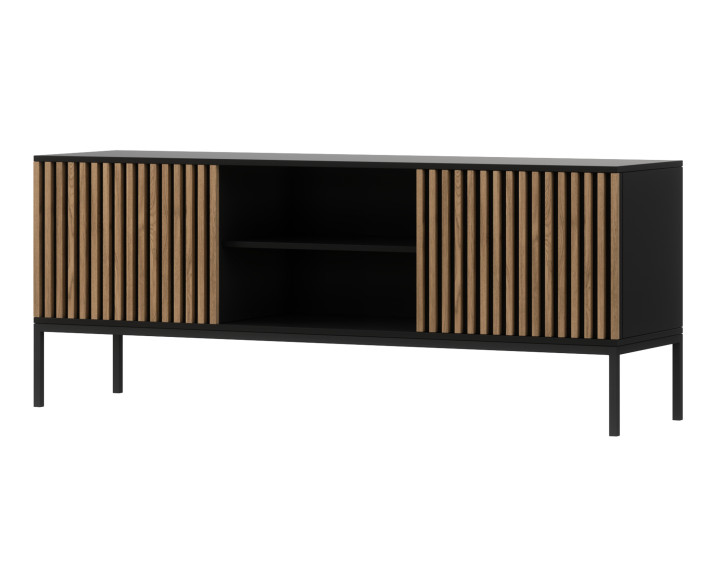 Meuble TV bois et noir 150 cm Savanna