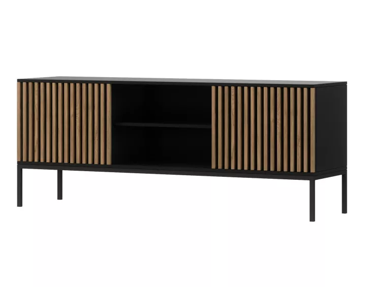 Meuble TV bois et noir 150 cm Savanna