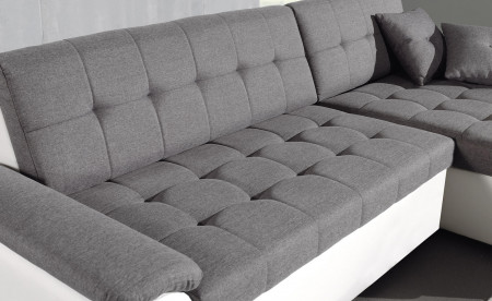 HANS - Canapé d'angle réversible convertible en tissu et simili HANS - Canapé d'angle réversible convertible en tissu et simili