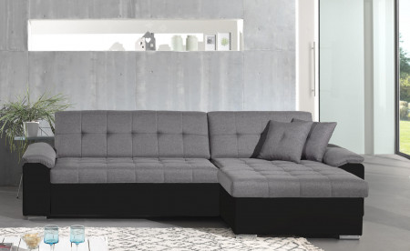 HANS - Canapé d'angle réversible convertible en tissu et simili HANS - Canapé d'angle réversible convertible en tissu et simili