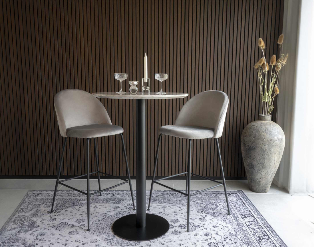 Lot de deux tabourets de bar en velours gris Antigua