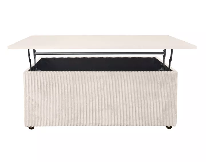 Table basse avec plateau relevable et coffre en velours côtelé 107 cm Pirae