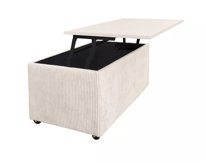 Table basse avec plateau relevable et coffre en velours côtelé 107 cm Pirae