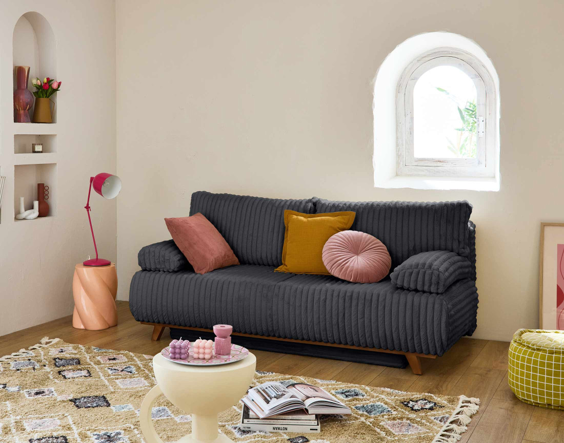 Canapé droit 3 places convertible Cristal - Best Mobilier
