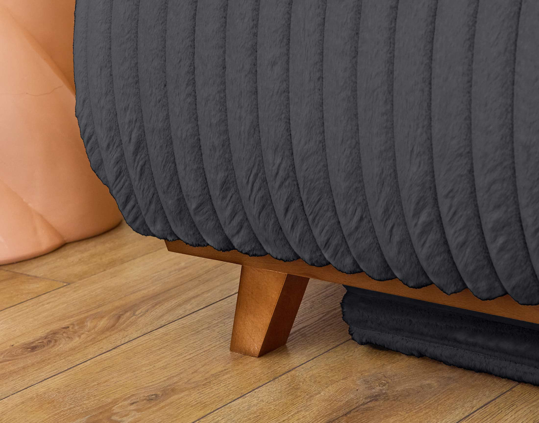 Fauteuil convertible avec coffre en fausse fourrure côtelée Cristal