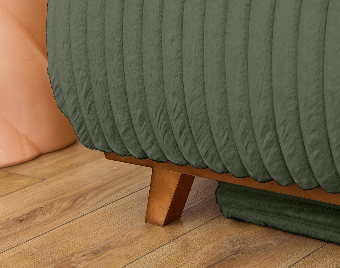 Fauteuil convertible avec coffre en fausse fourrure côtelée Cristal