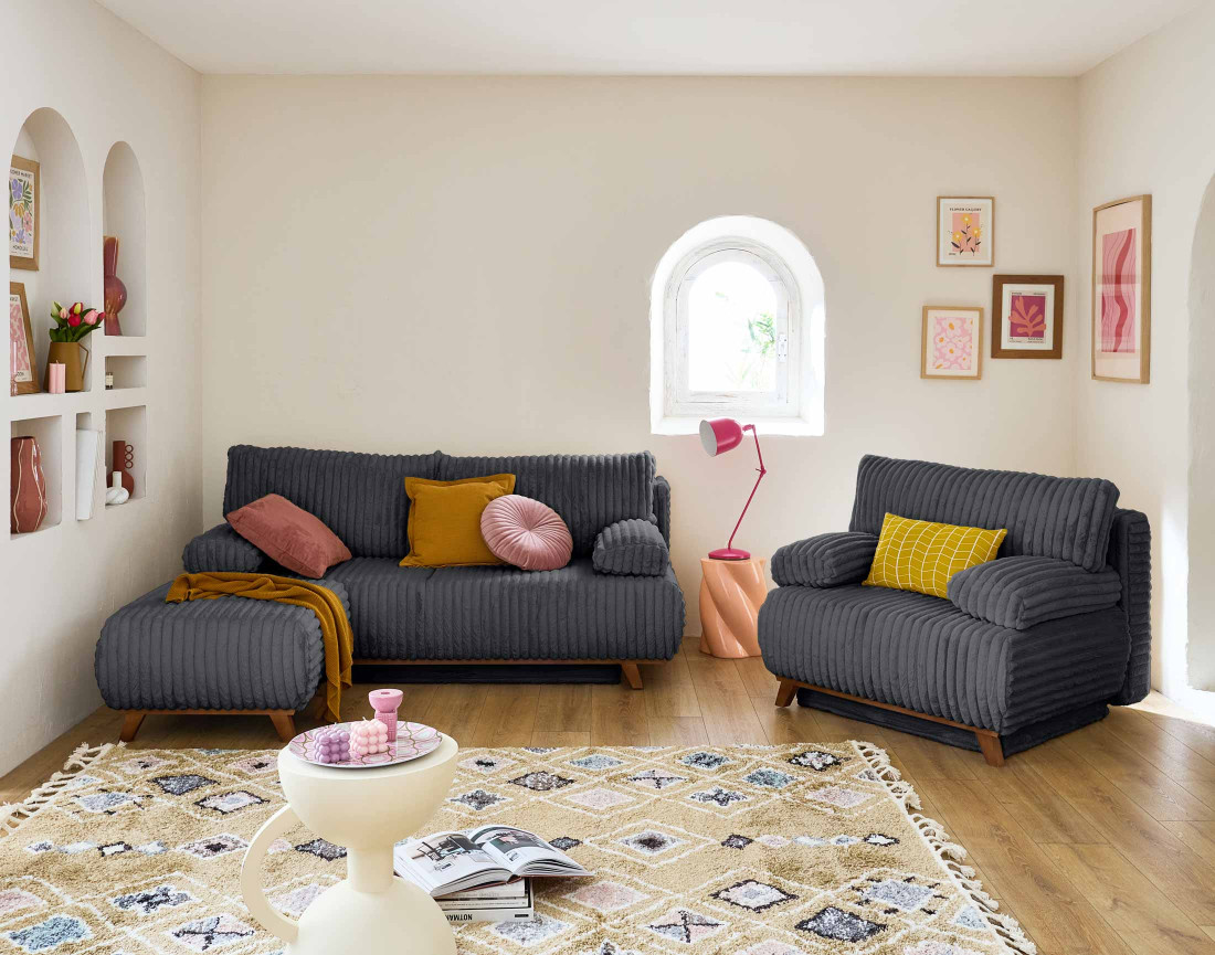 Canapé droit 3 places convertible Cristal - Best Mobilier