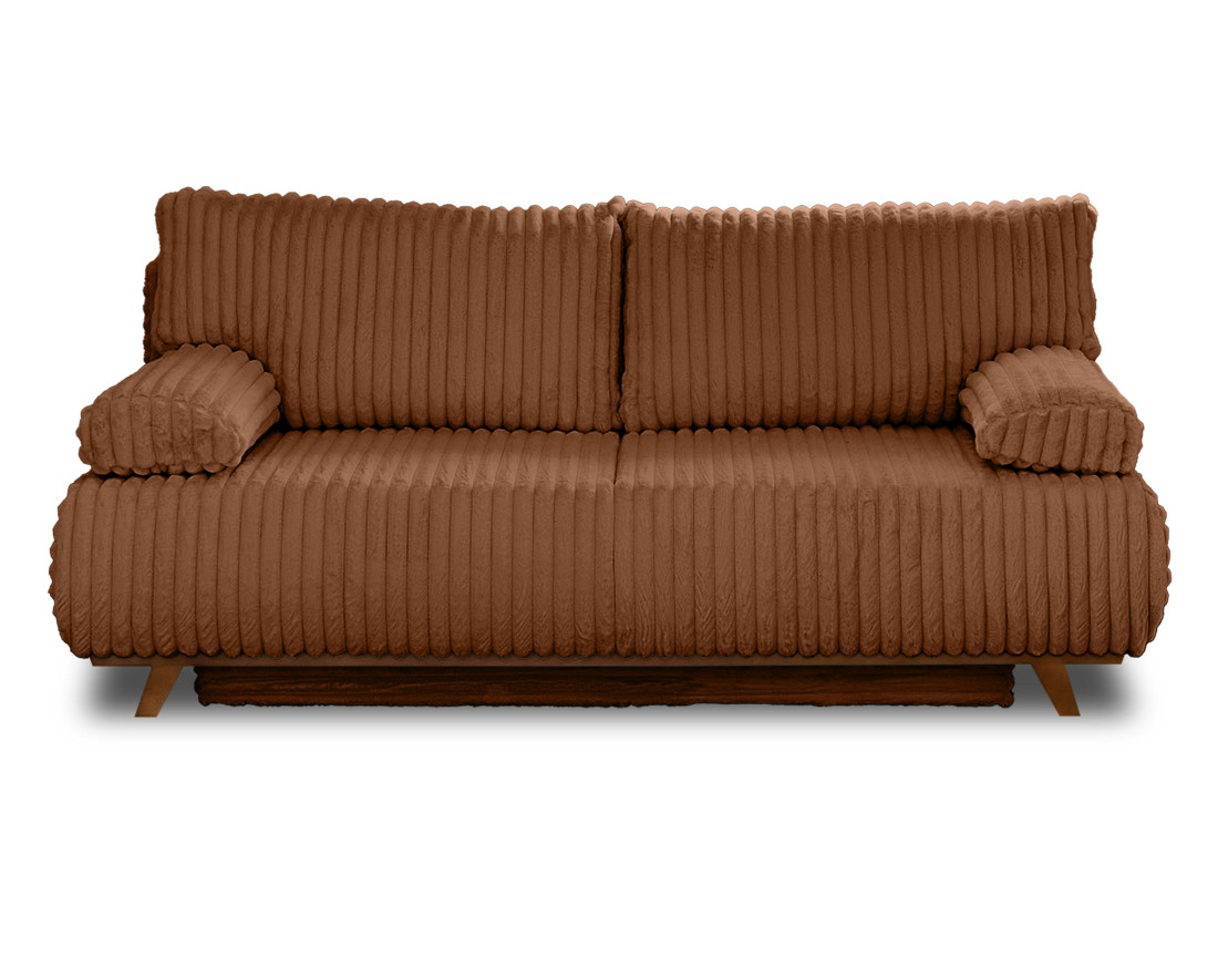 Canapé 3 places convertible avec coffre en fausse fourrure côtelée Cristal