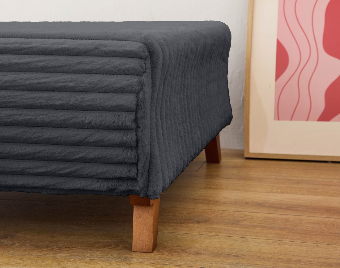 Pouf modulable 95 cm en fausse fourrure côtelée Cristal