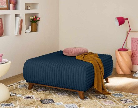 Pouf modulable 95 cm en fausse fourrure côtelée Cristal