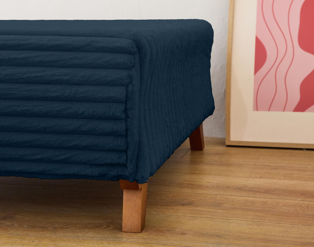 Pouf modulable 95 cm en fausse fourrure côtelée Cristal