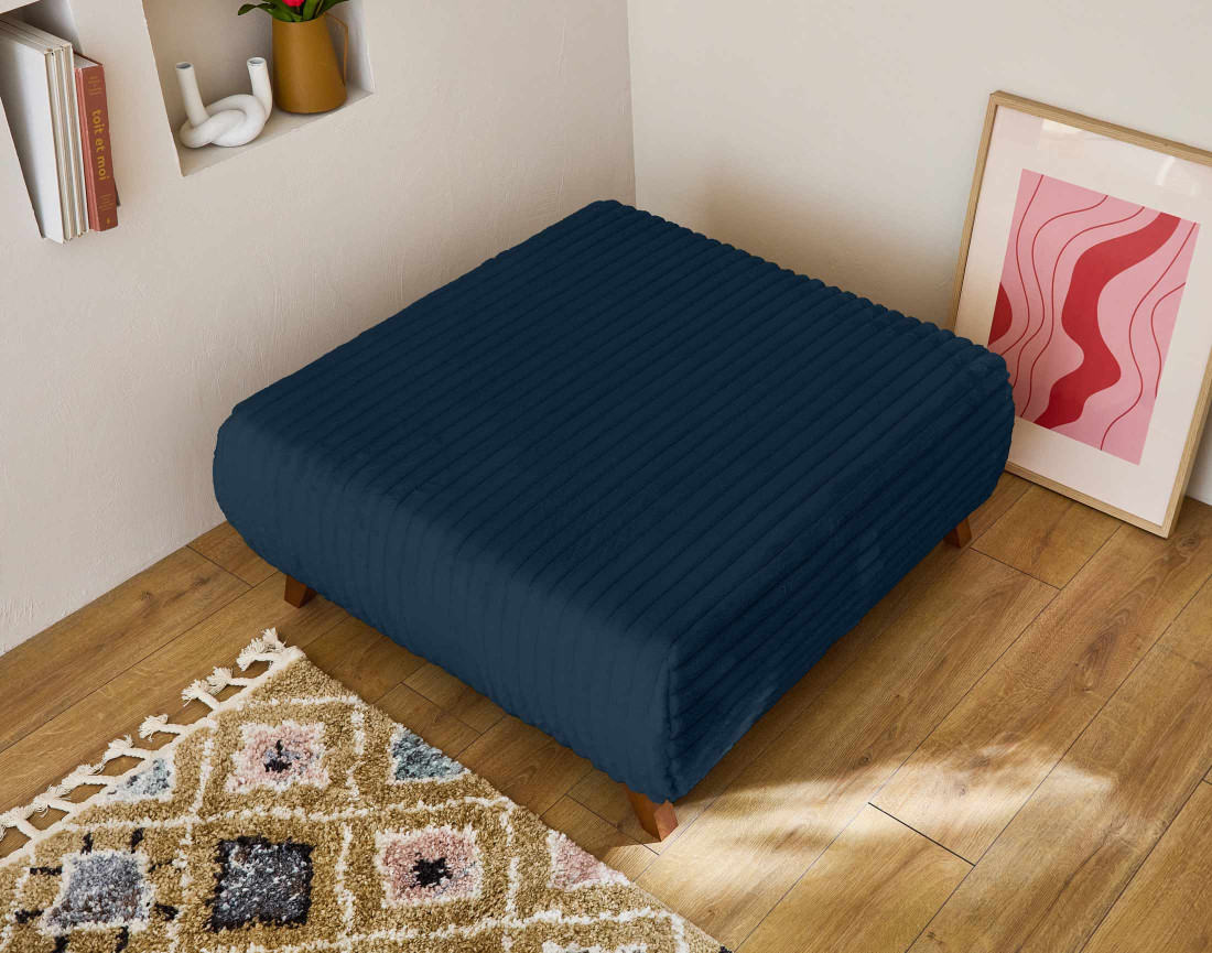 Pouf modulable 95 cm en fausse fourrure côtelée Cristal