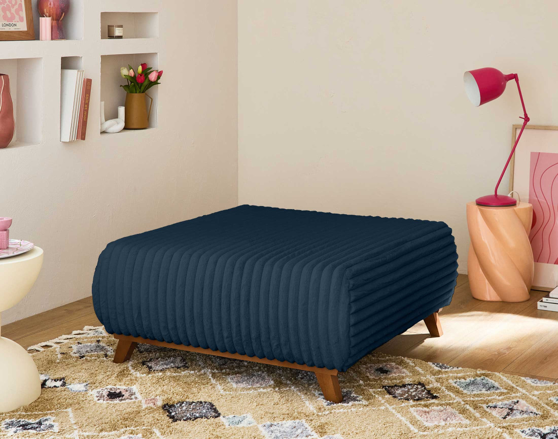 Pouf modulable 95 cm en fausse fourrure côtelée Cristal
