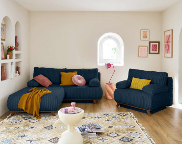 Pouf modulable 95 cm en fausse fourrure côtelée Cristal