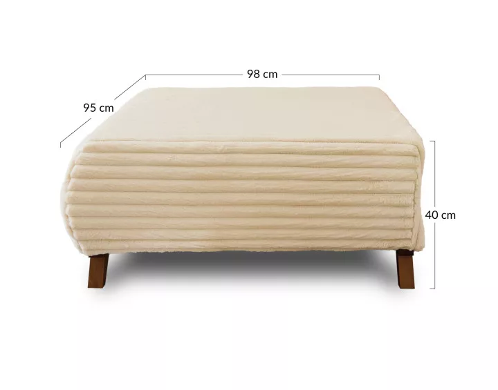 Pouf modulable 95 cm en fausse fourrure côtelée Cristal