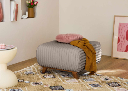 Pouf modulable 65 cm en fausse fourrure côtelée Cristal