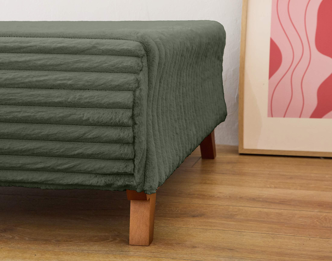 Pouf modulable 65 cm en fausse fourrure côtelée Cristal