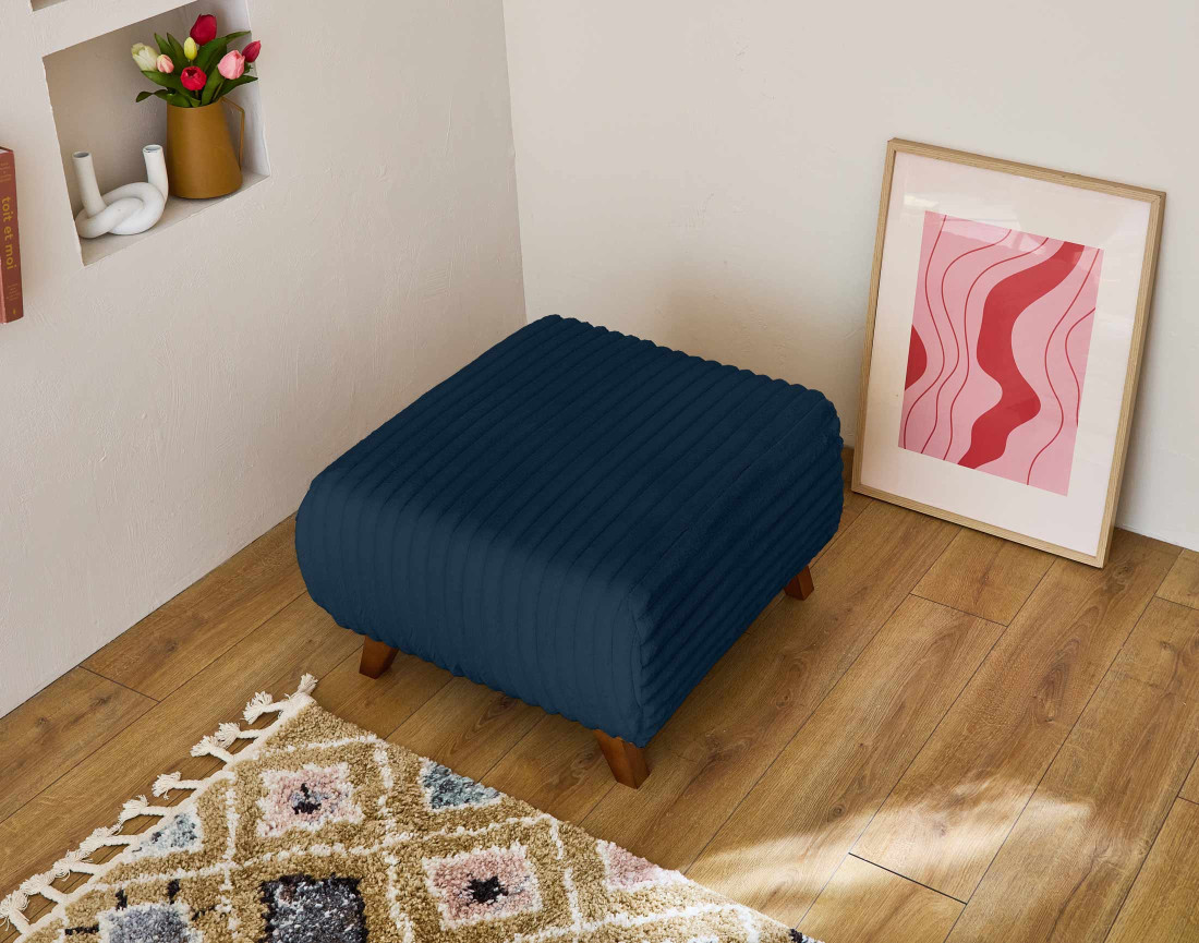 Pouf modulable 65 cm en fausse fourrure côtelée Cristal