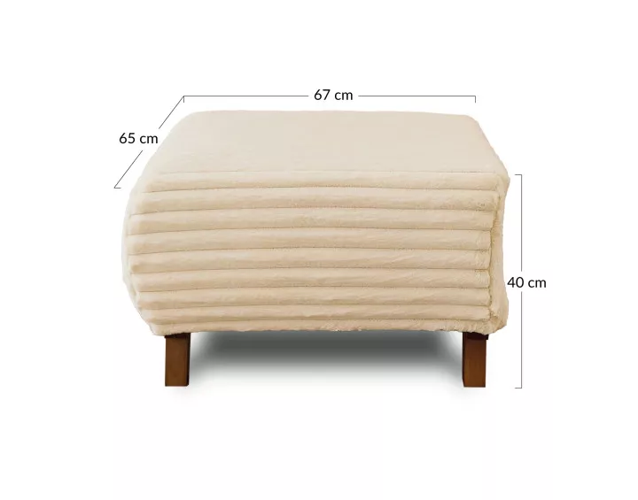 Pouf modulable 65 cm en fausse fourrure côtelée Cristal