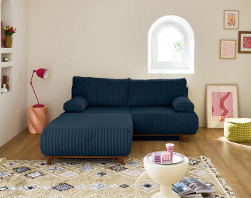 Canapé 3 places convertible avec grand pouf incurvé Cristal - Best Mobilier