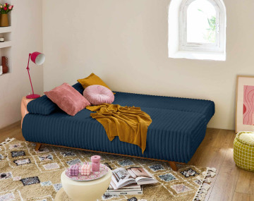 Canapé 3 places convertible avec grand pouf incurvé Cristal - Best Mobilier
