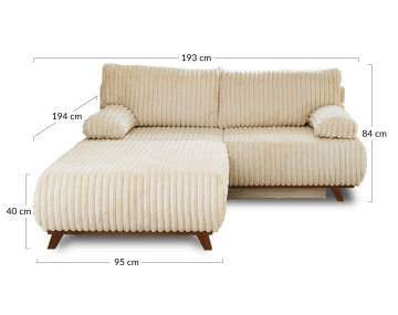Canapé 3 places convertible avec grand pouf incurvé Cristal - Best Mobilier