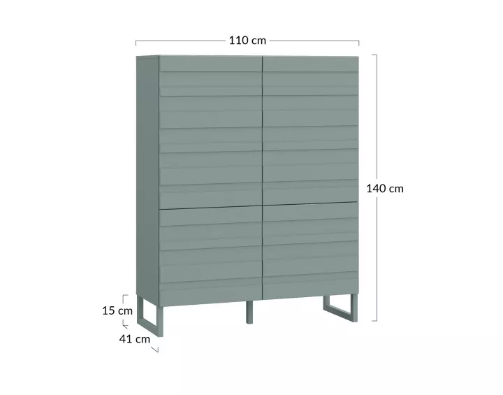 Buffet haut vert sauge 140x110 cm Sofia