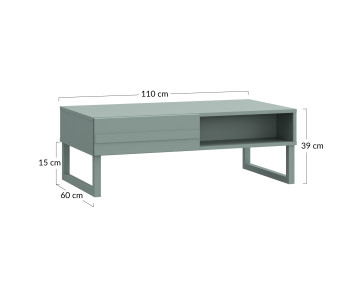 Table basse vert sauge 1 niche 110 cm Sofia