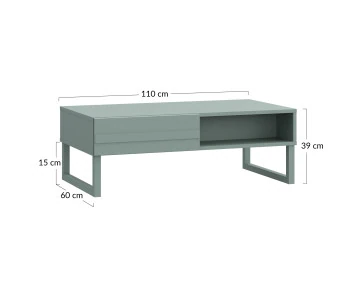 Table basse vert sauge 1 niche 110 cm Sofia