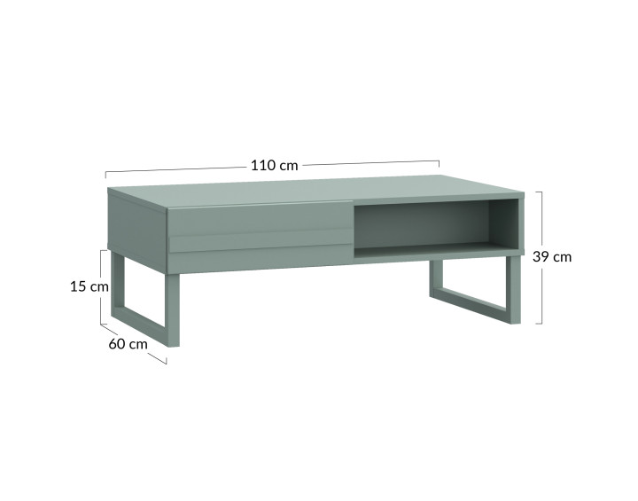 Table basse vert sauge 110 cm Sofia