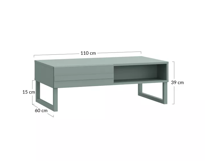 Table basse vert sauge 110 cm Sofia