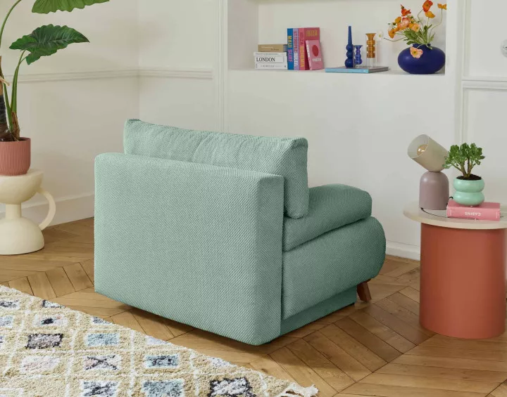 Fauteuil convertible avec coffre en velours texturé Cristal