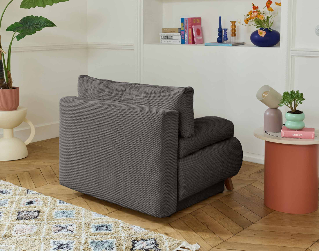 Fauteuil convertible avec coffre en velours texturé Cristal