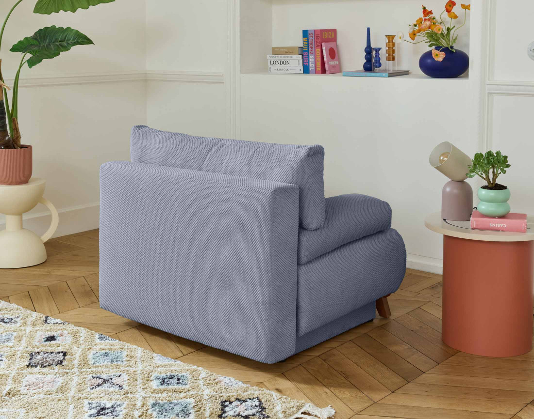 Fauteuil convertible avec coffre en velours texturé Cristal