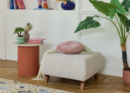 Pouf modulable 65 cm en velours texturé Cristal