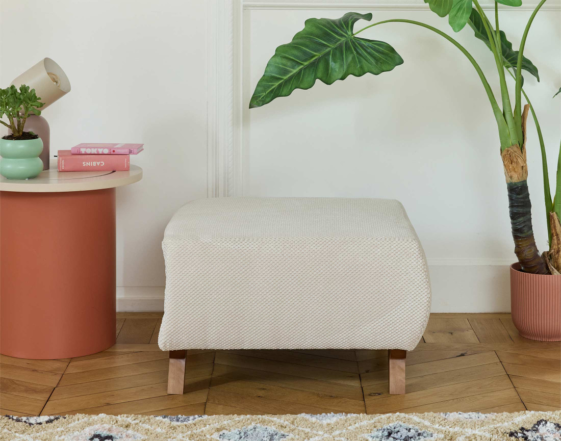 Pouf modulable 65 cm en velours texturé Cristal