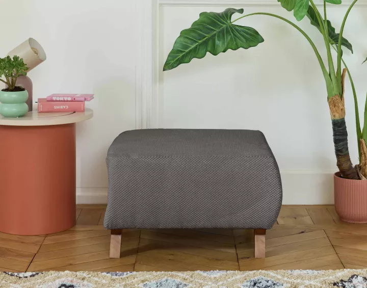 Pouf modulable 65 cm en velours texturé Cristal