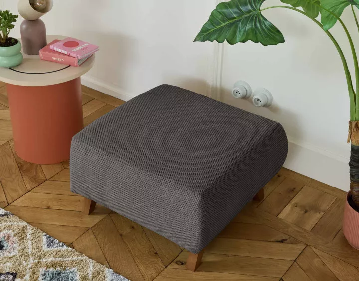 Pouf modulable 65 cm en velours texturé Cristal